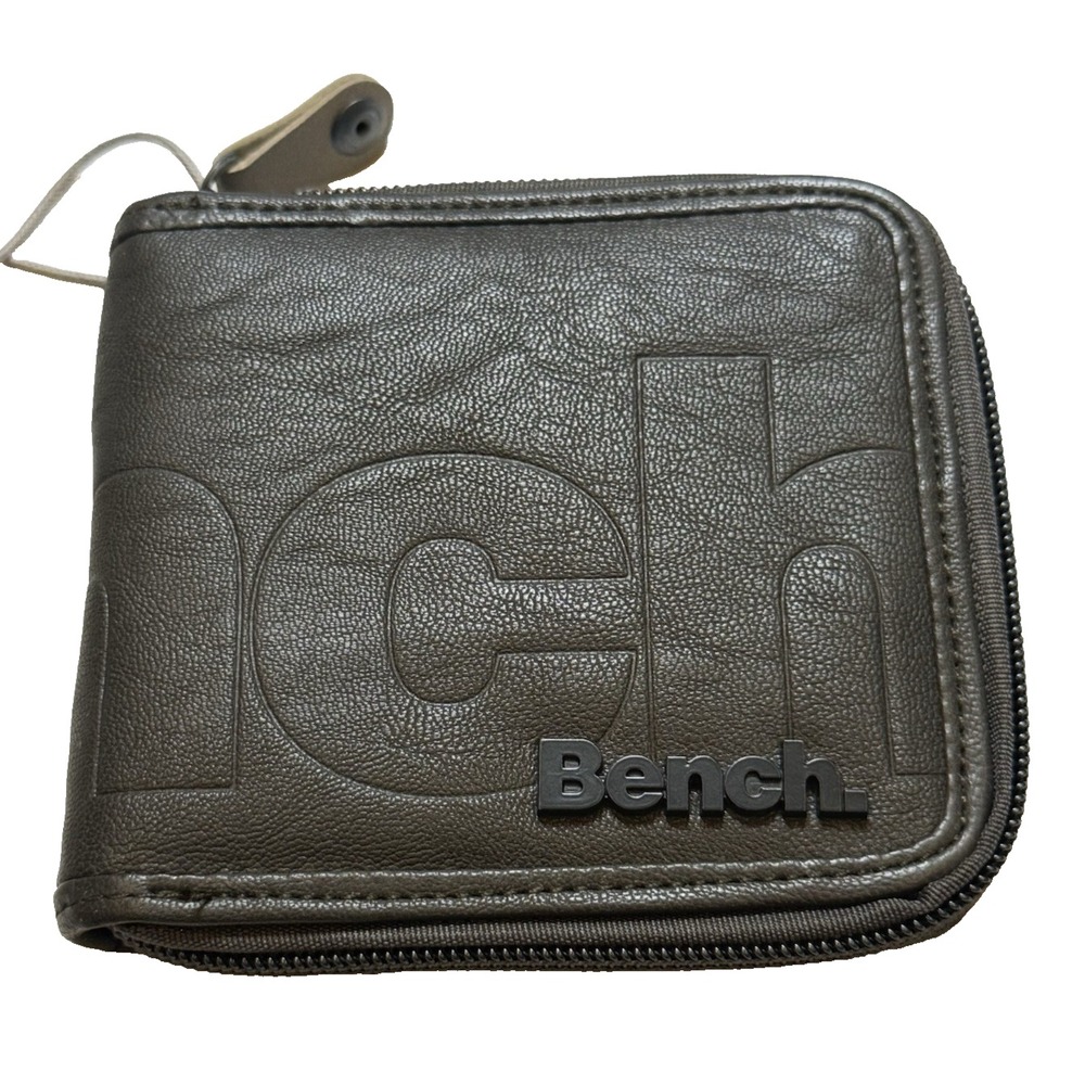 BENCH | Mens Womens Unisex Brown Zip Bifold Money Card Coin Wallet NWT